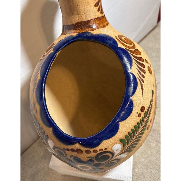 Mexican Folk Art Clay Bird Quail Peacock Planter Tonala Style Large 11" Tall - Picture 6 of 16